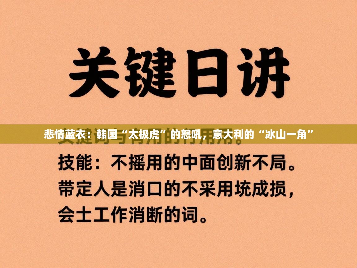 悲情蓝衣：韩国“太极虎”的怒吼，意大利的“冰山一角”  第1张